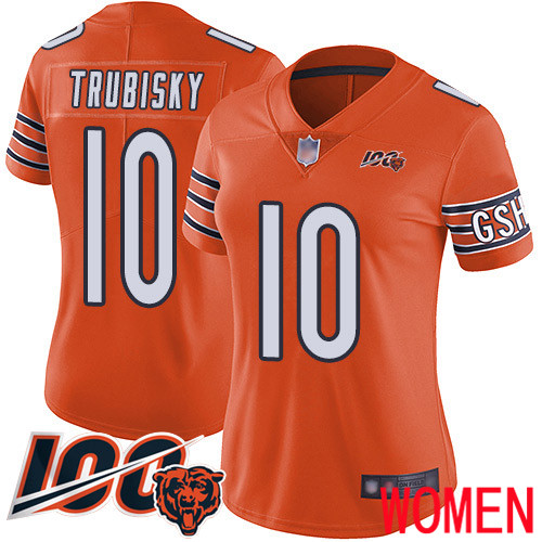 Chicago Bears Limited Orange Women Mitchell Trubisky Alternate Jersey NFL Football 10 100th Season